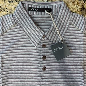 Nau Heritage Mens Short Sleeve Stripe Polo | Medium | Sparrow Grey